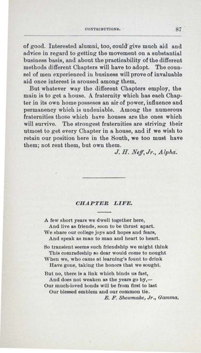 Chapter Life, December 1906